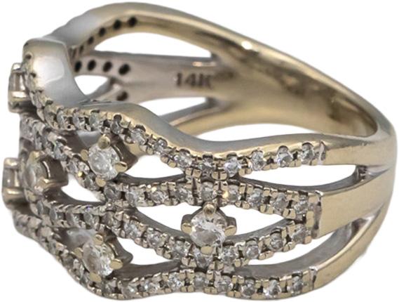 14k White Gold Round Diamond Cocktail Ring 0.50CT Size 6