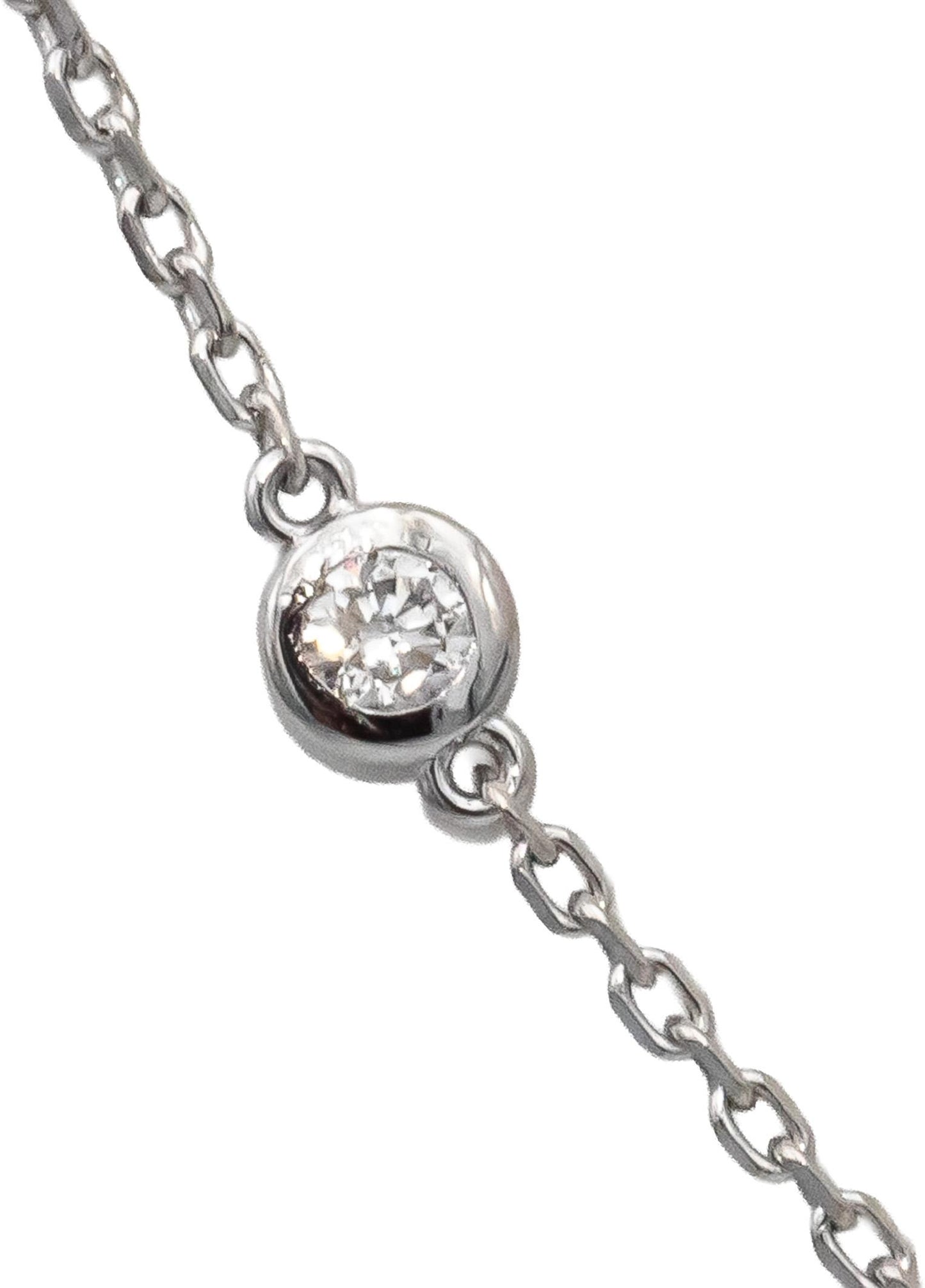 14k White Gold Round Diamond By The Yard Chain Necklace 0.64CT