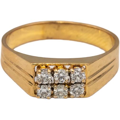 18k Yellow Gold VS Round Diamond Men's Ring 0.41CT Size 8