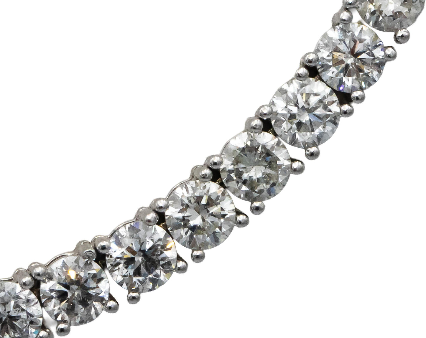 14k White Gold Round Diamond Tennis Necklace 29.81CT