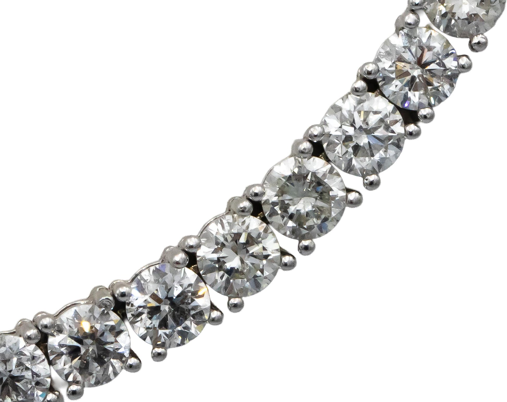 14k White Gold Round Diamond Tennis Necklace 29.81CT