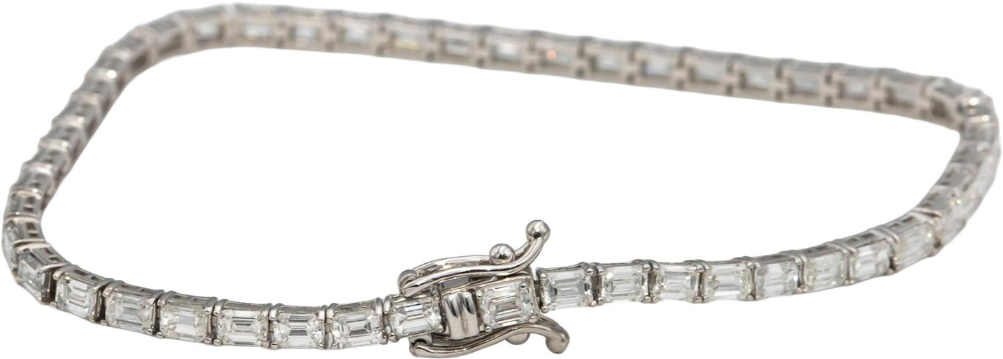 14k White Gold VS Emerald Cut Tennis Bracelet 5.64CT