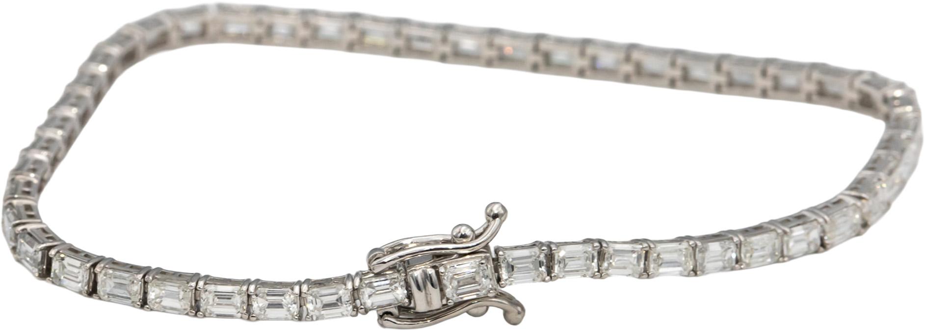 14k White Gold VS Emerald Cut Tennis Bracelet 5.64CT