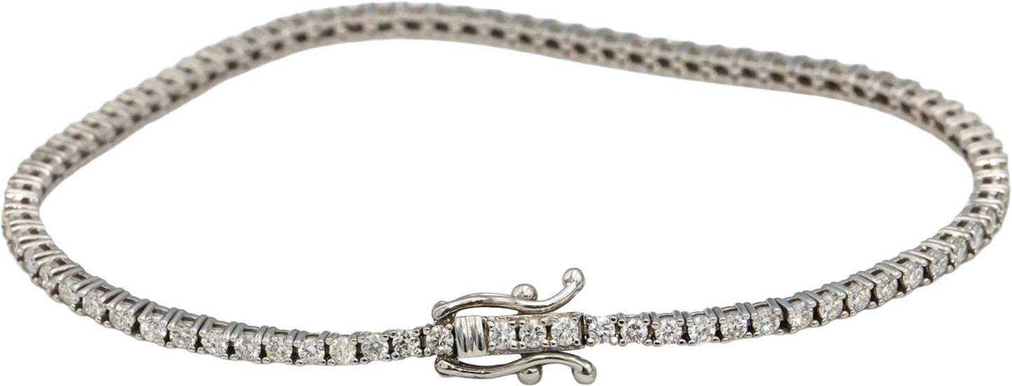 14k White Gold Round Diamond Tennis Bracelet 1.90CT