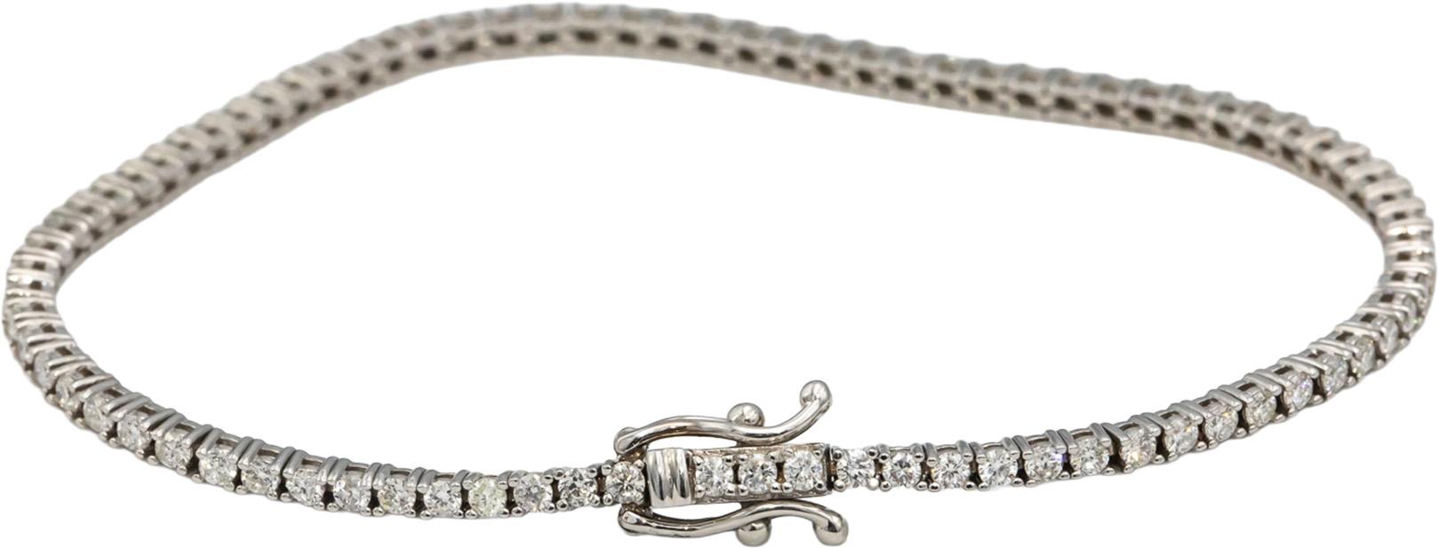 14k White Gold Round Diamond Tennis Bracelet 1.90CT