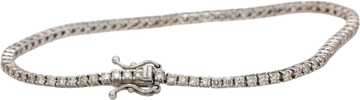 14k White Gold Round Diamond Tennis Bracelet 2.06CT