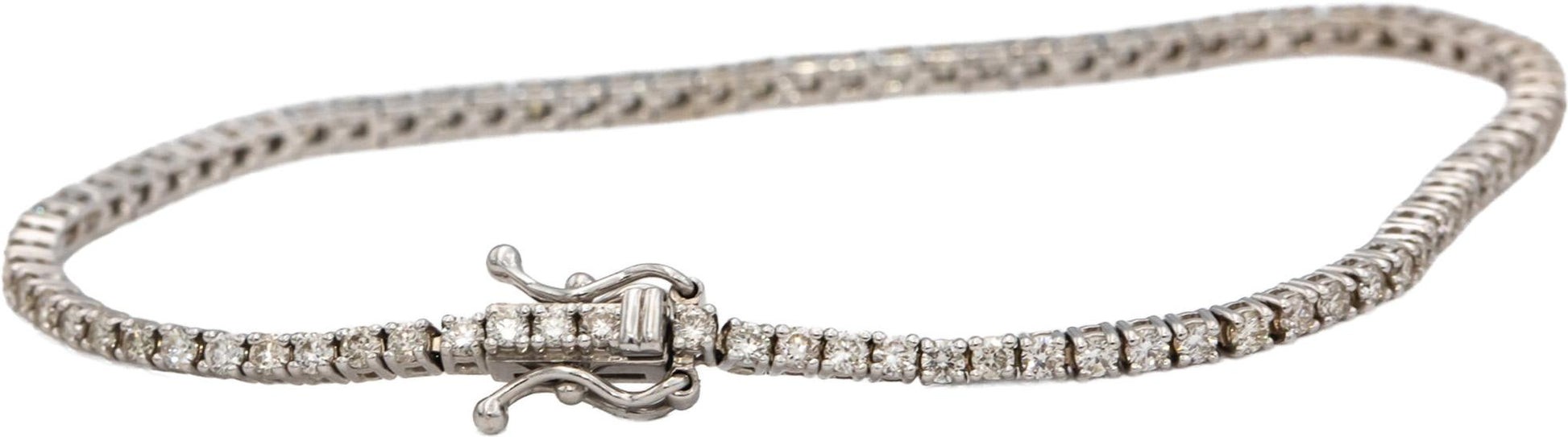 14k White Gold Round Diamond Tennis Bracelet 2.06CT