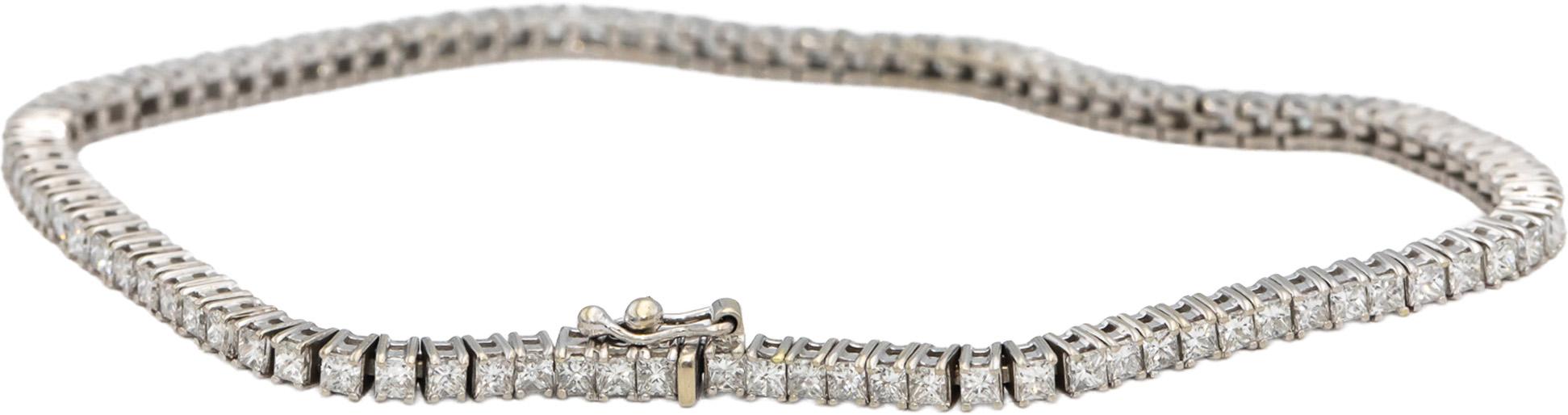 14k White Gold VS Princess Cut Diamond Tennis Bracelet 3.20
