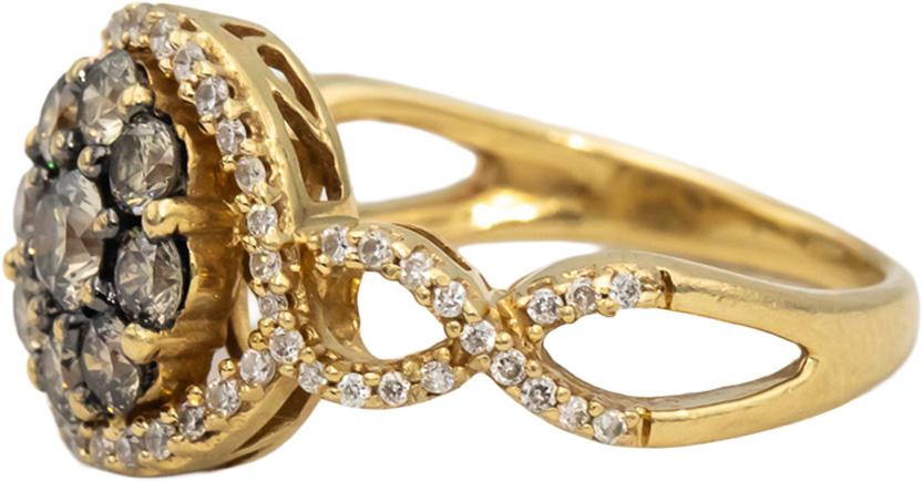 LE VIAN 14k Rose Gold White and Chocolate Diamond Cluster Ring 1.0CT Size 7