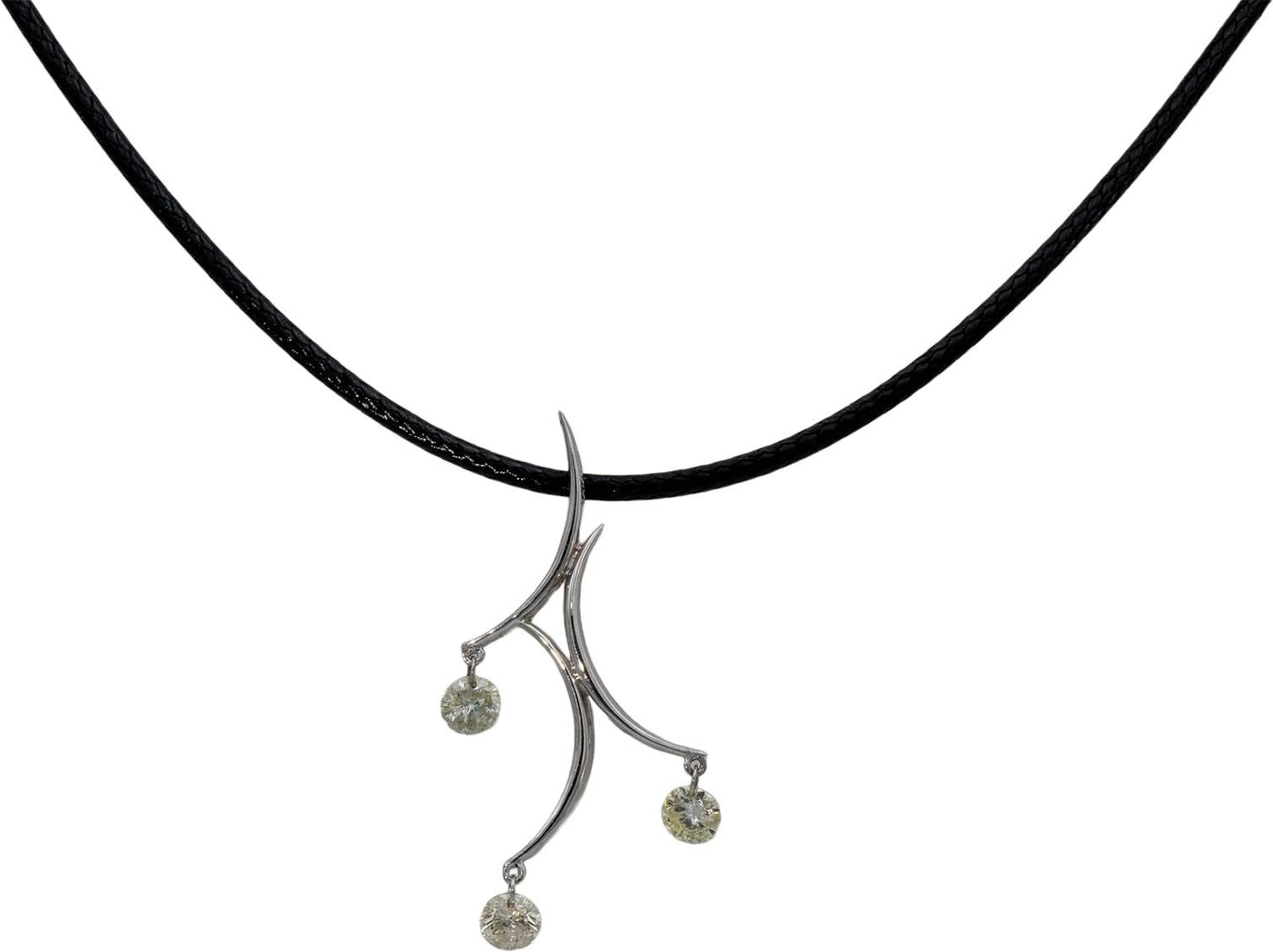 14k White Gold Round Diamond Dangle Pendant Necklace 0.73CT