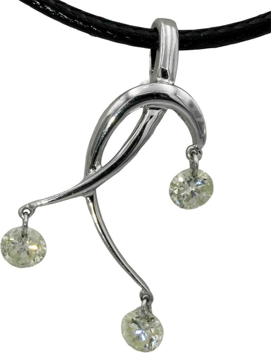 14k White Gold Round Diamond Dangle Pendant Necklace 0.65CT