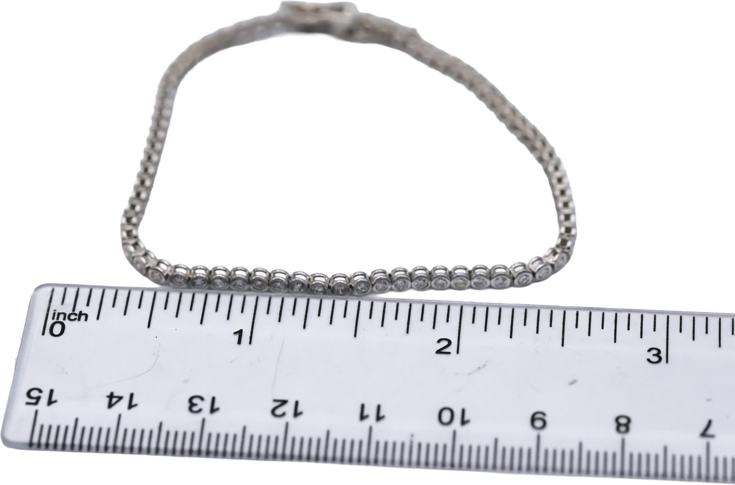 14k White Gold Round Bezel Set Diamond Tennis Bracelet 1.70CT