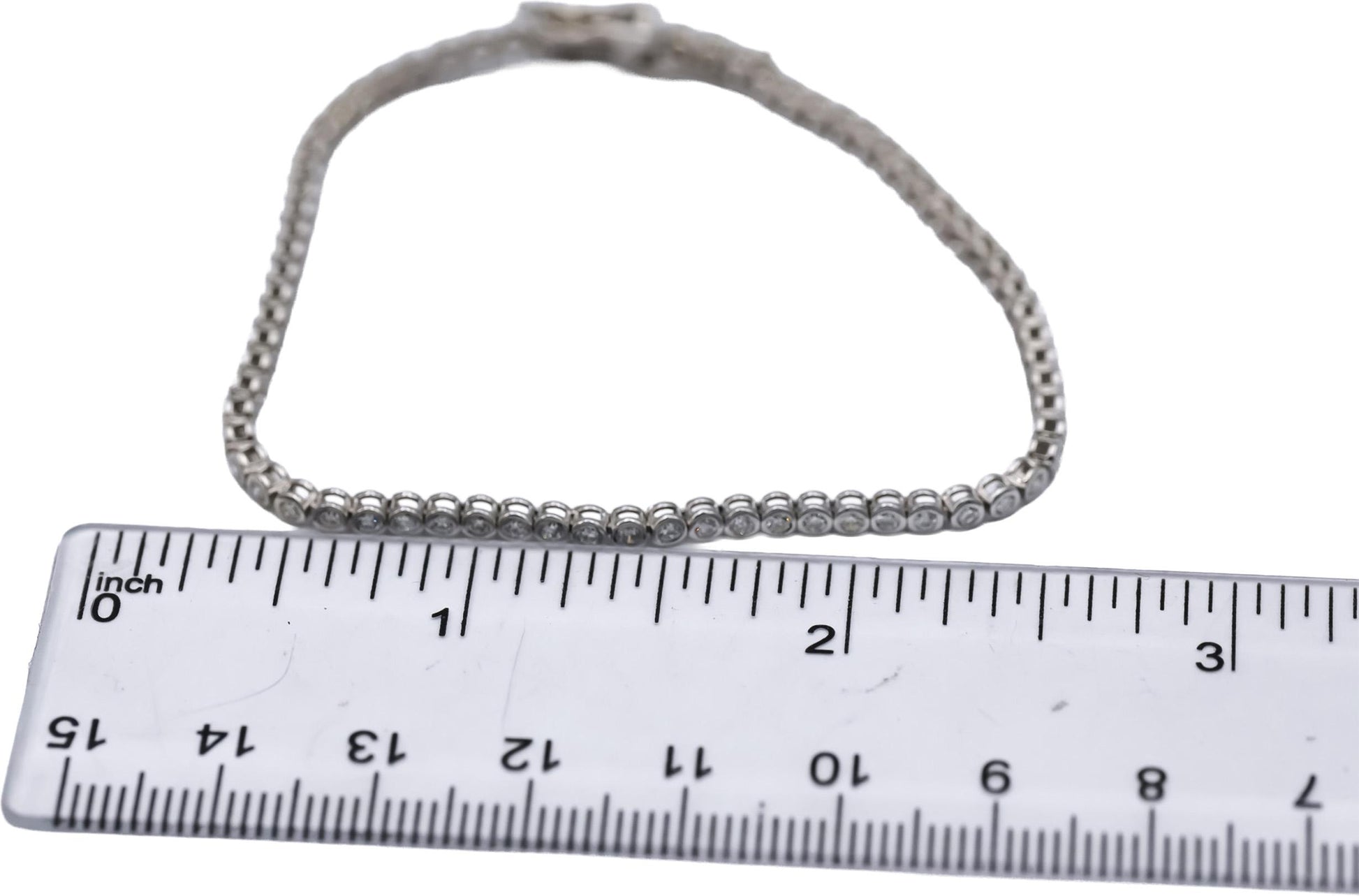 14k White Gold Round Bezel Set Diamond Tennis Bracelet 1.70CT