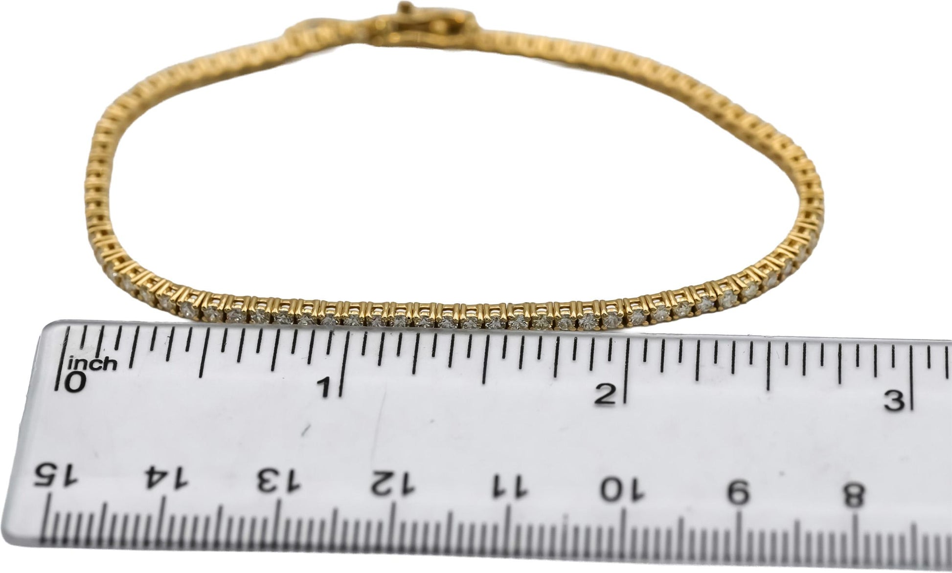 14k Yellow Gold VS Round Diamond Tennis Bracelet 2.08CT
