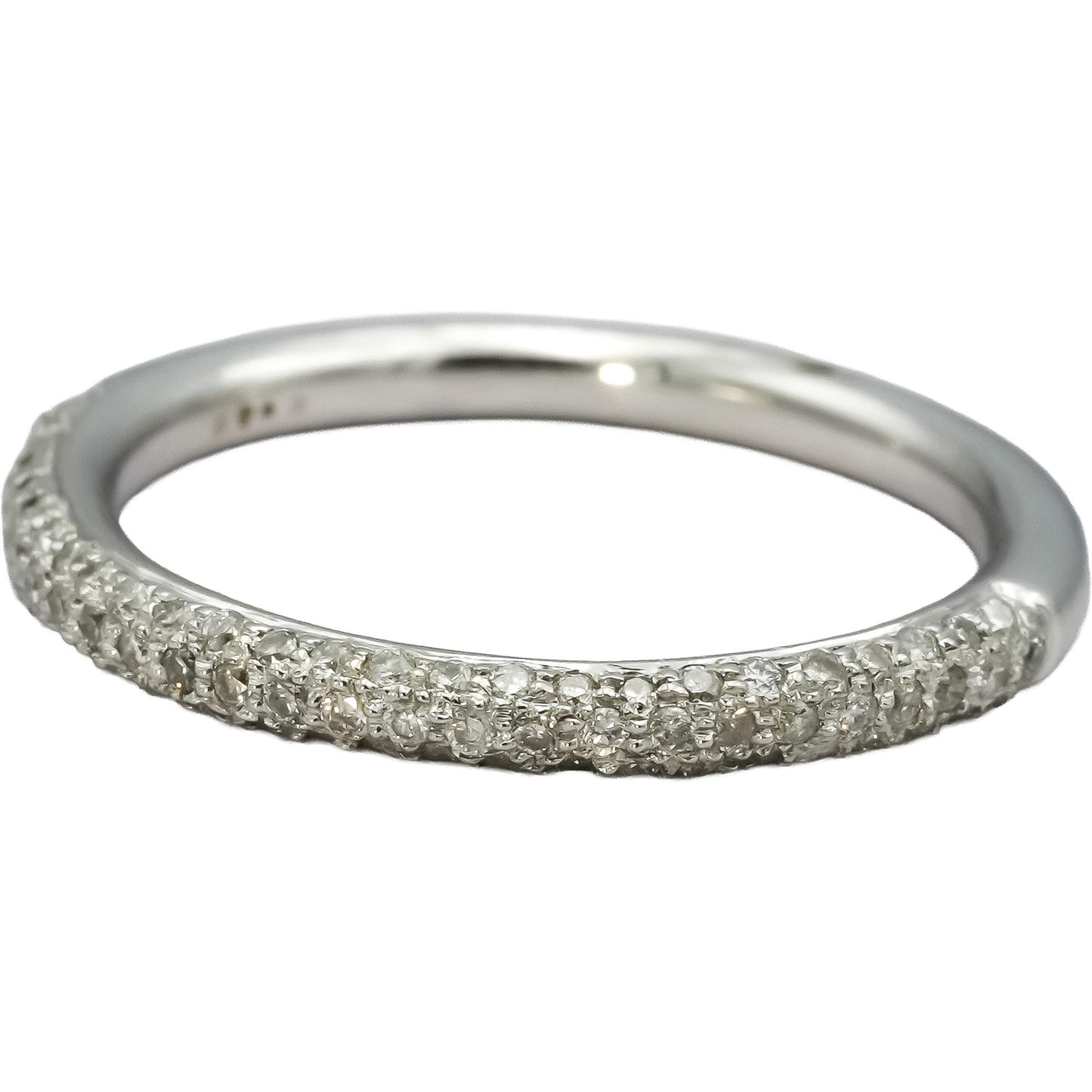 14k White Gold Round Diamond Pave Band Ring 0.40CT Size 7.25