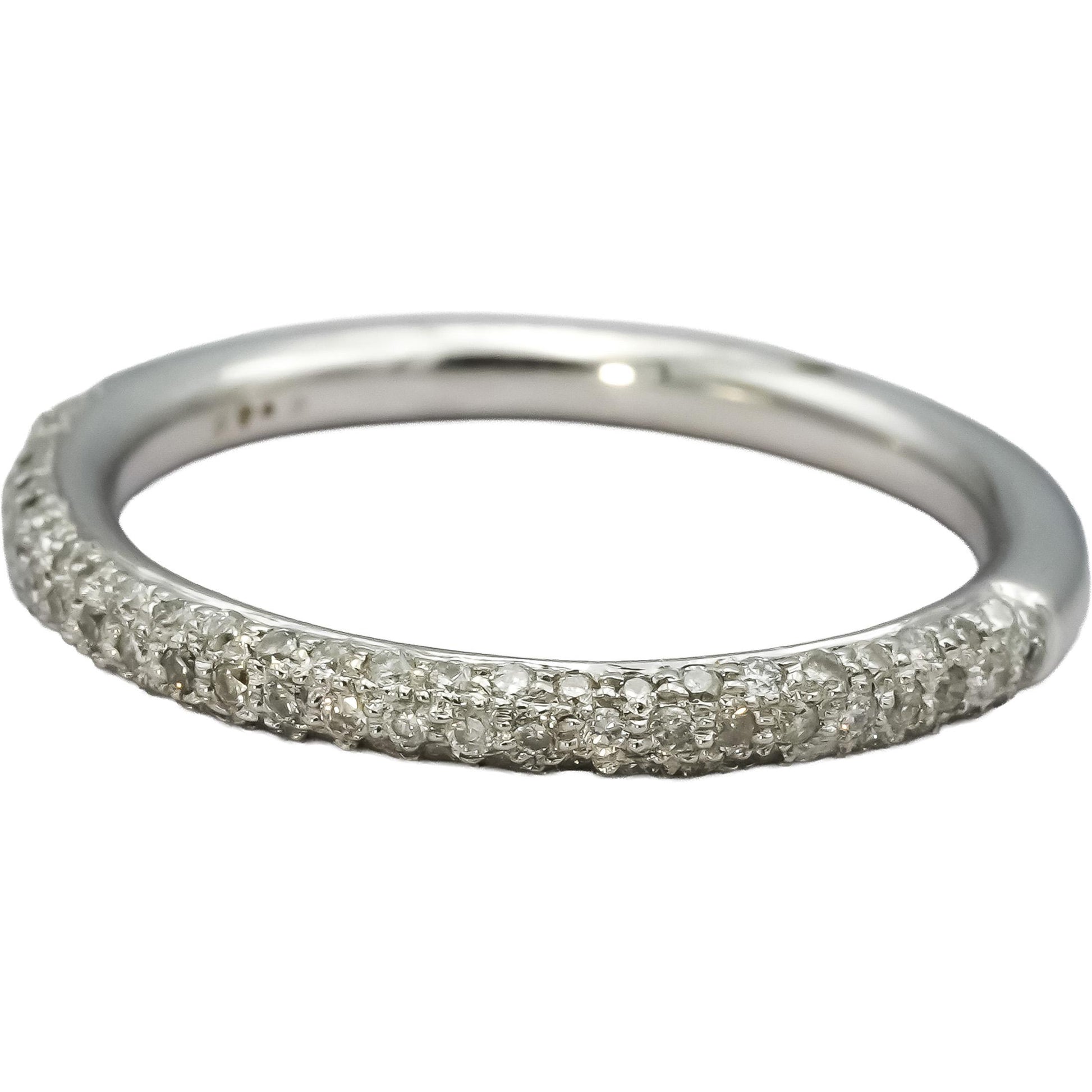 14k White Gold Round Diamond Pave Band Ring 0.40CT Size 7.25
