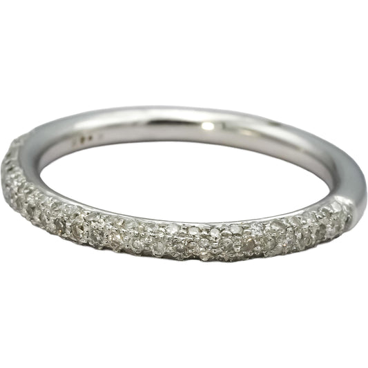14k White Gold Round Diamond Pave Band Ring 0.40CT Size 7.25