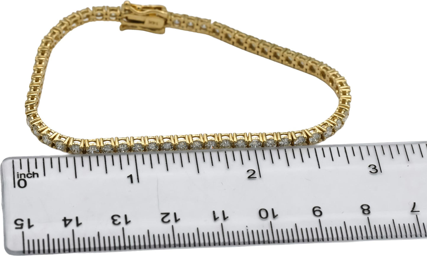 14k Yellow Gold VS Round Diamond Tennis Bracelet 4.70CT