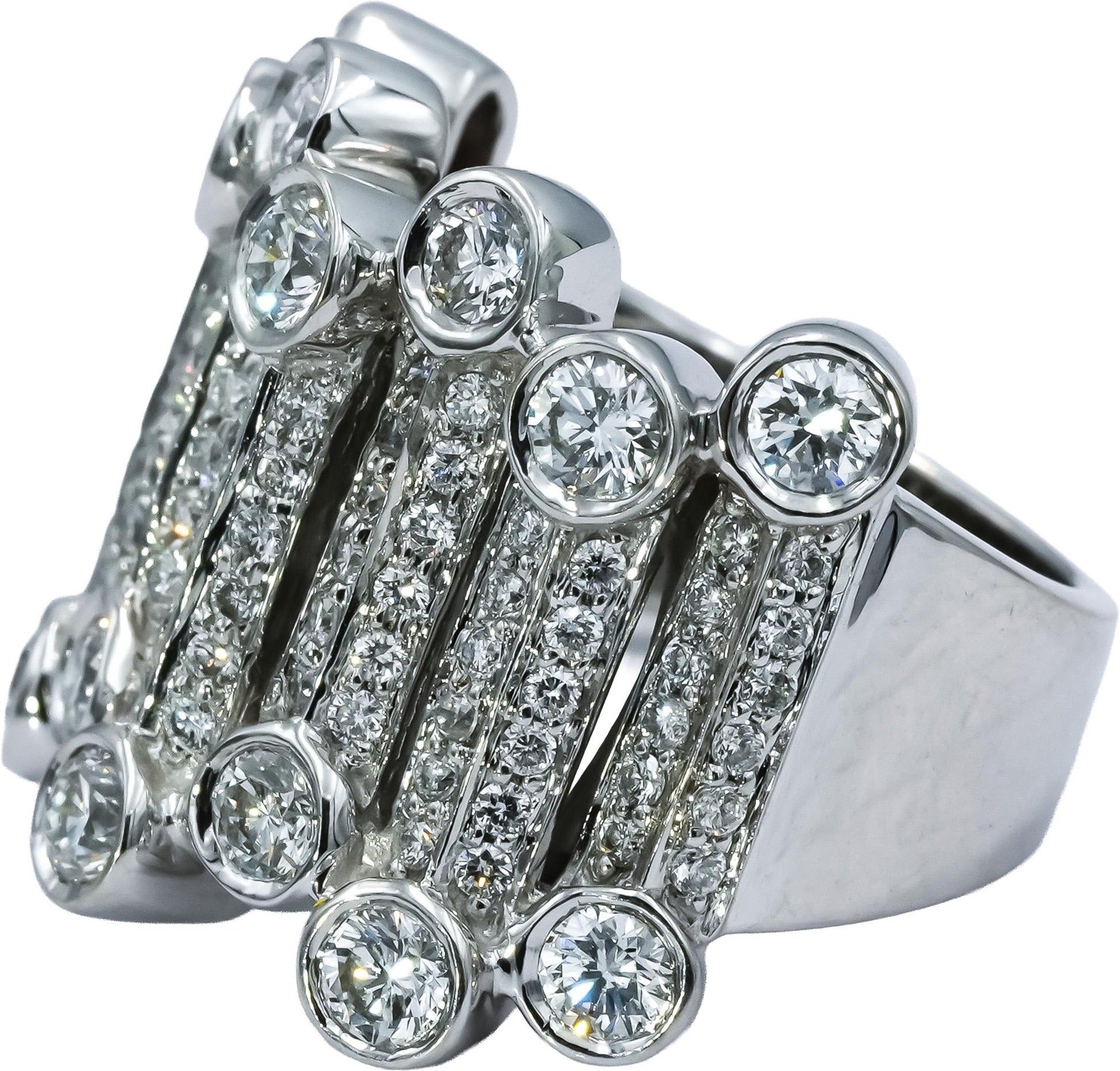SONIA B 14k White Gold VS Round Diamond Cocktail Ring 2.0CT Size 5.25
