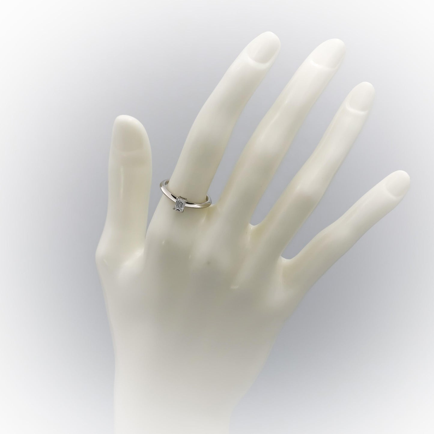 TIFFANY & CO. Platinum Emerald Cut VS Diamond Solitaire Ring 0.35CT Size 5.75