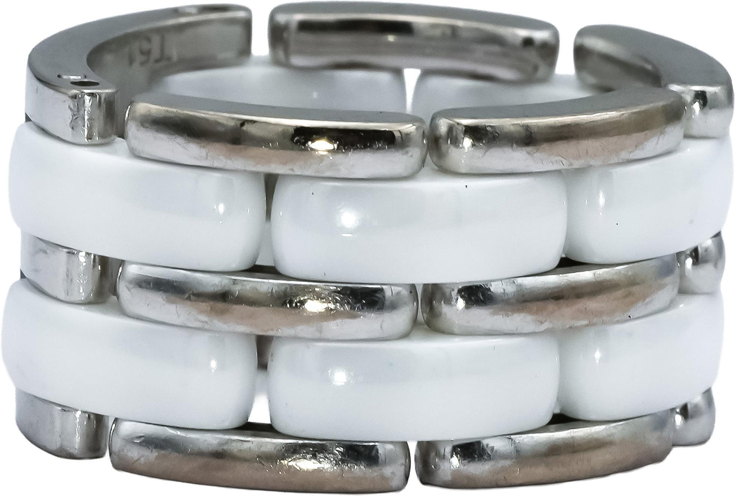 CHANEL 18k White Gold and Ceramic Ultra Ring Size 5.5 w/ Original Receipt