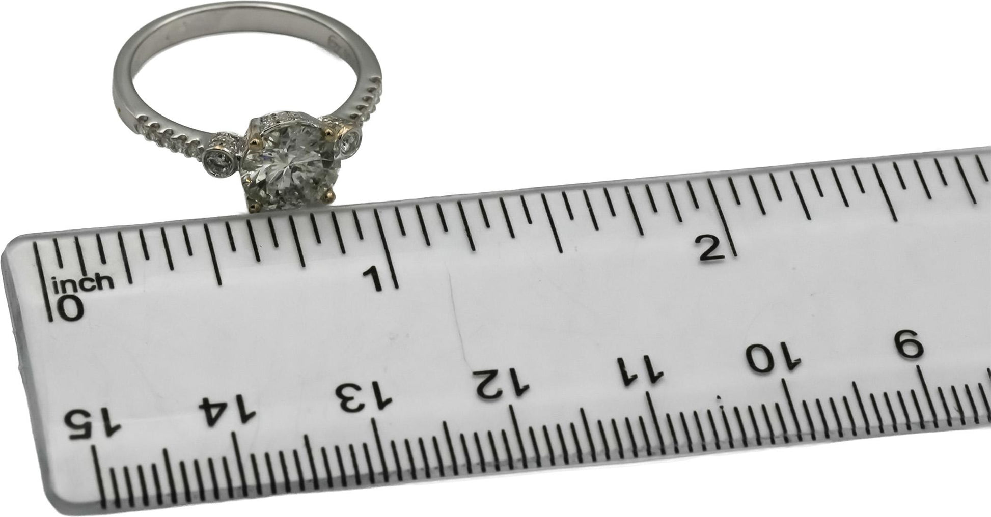 18k White Gold Round Diamond Engagement Ring 1.82CT w/ 1.60CT Center Size 6.75