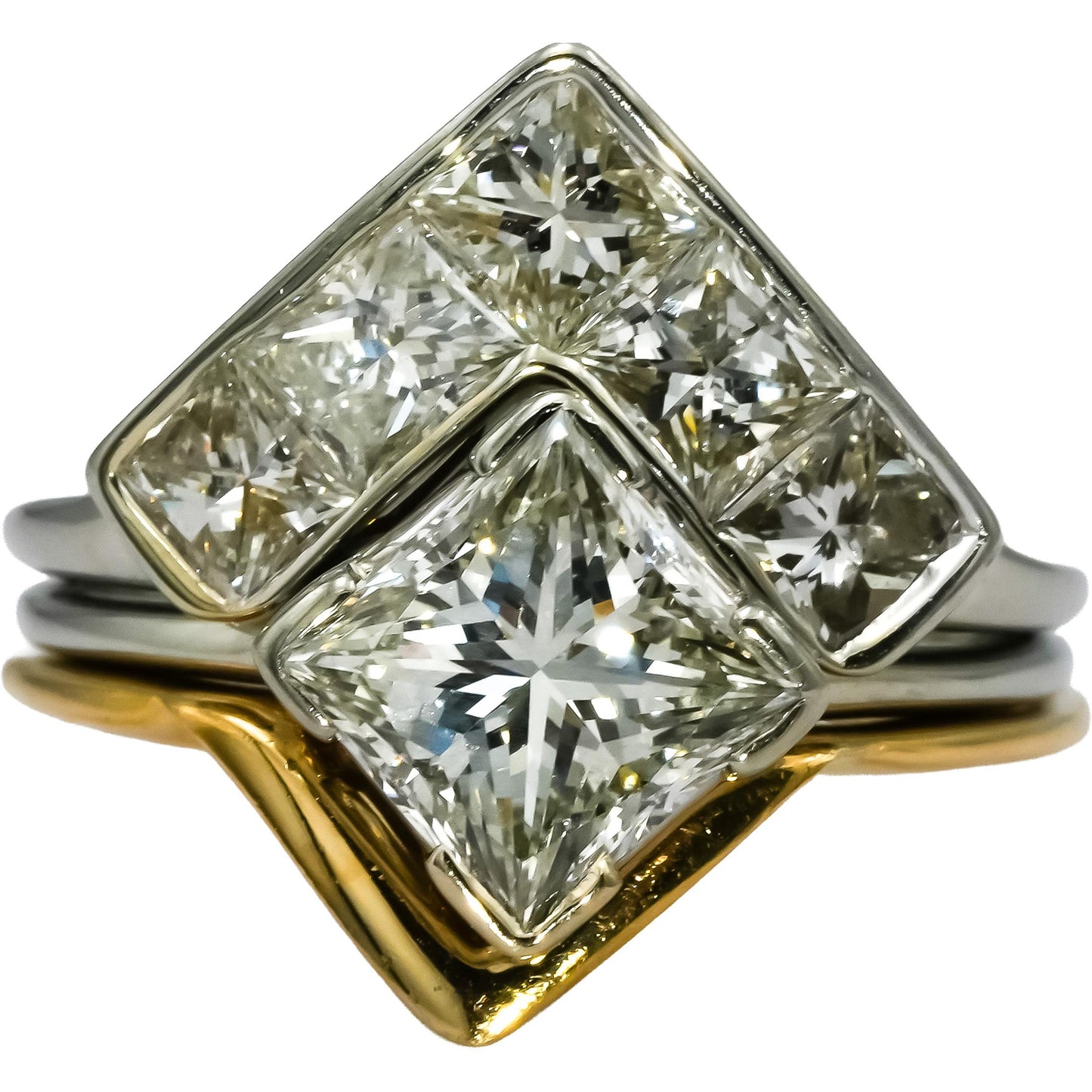 18k & 20k White Yellow Gold VS Diamond Bridal Band Engagement Ring Set 5.50CT