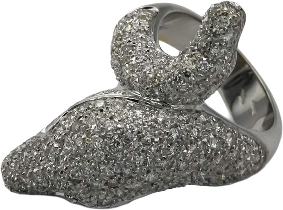 18k White Gold VS Round Diamond Cluster Snake Ring 3.50CT Size 7