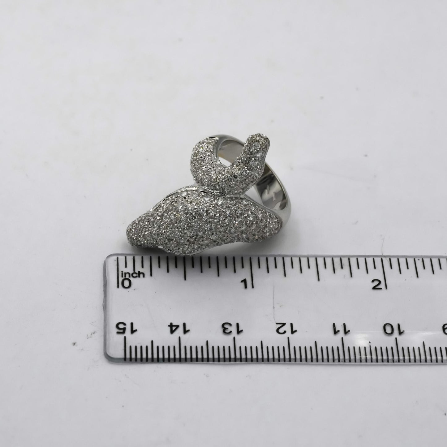18k White Gold VS Round Diamond Cluster Snake Ring 3.50CT Size 7