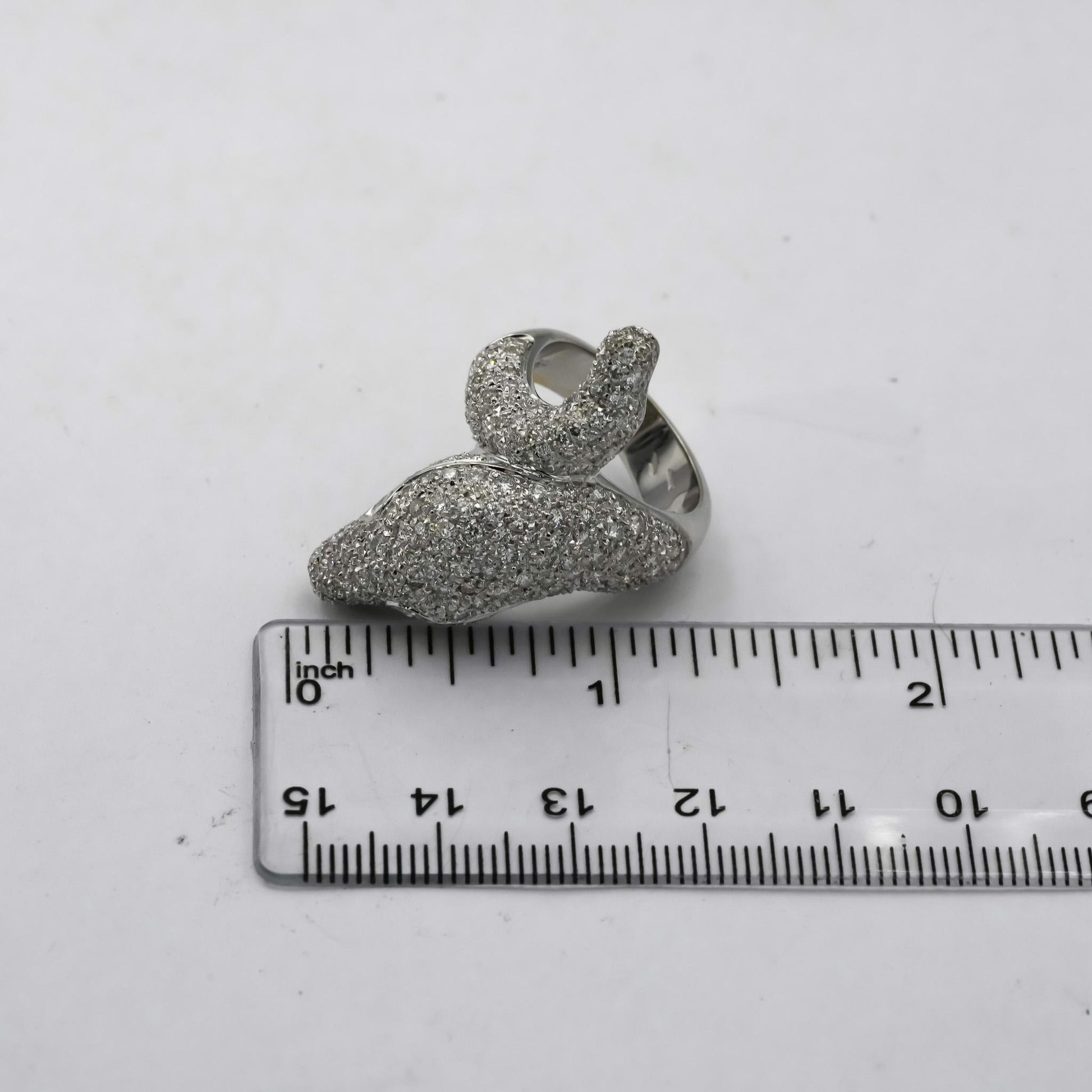18k White Gold VS Round Diamond Cluster Snake Ring 3.50CT Size 7