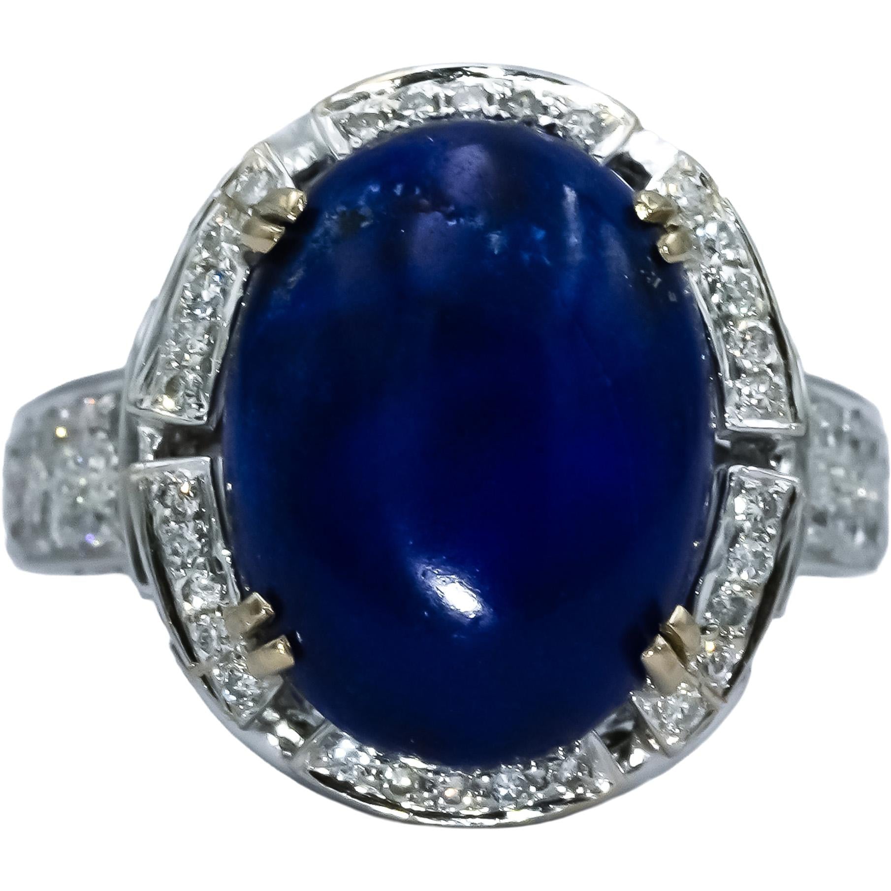 18k White Gold VS Diamond and Lapis Lazuli Cocktail Ring 8.55CT Size 6.75