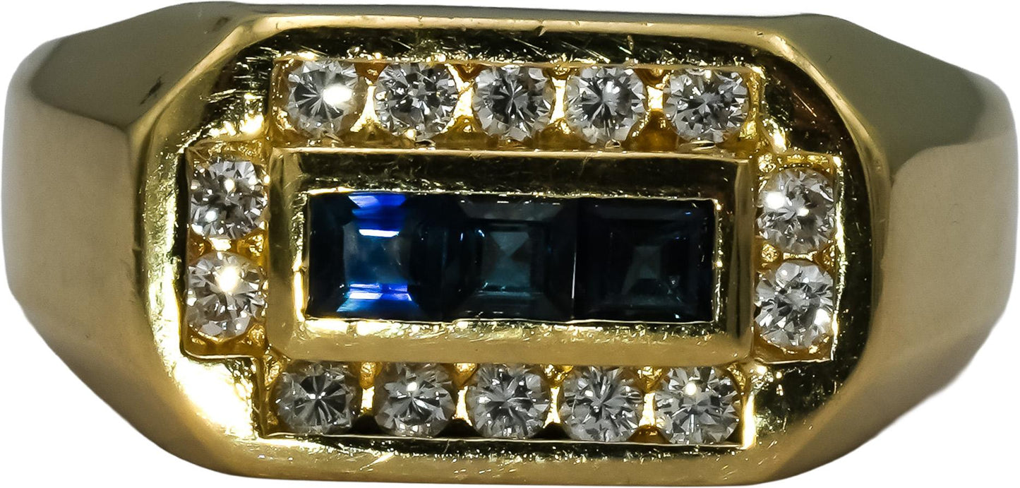 14k Yellow Gold VS Diamond and Sapphire Men's Band Ring 0.70CT Size 9.5