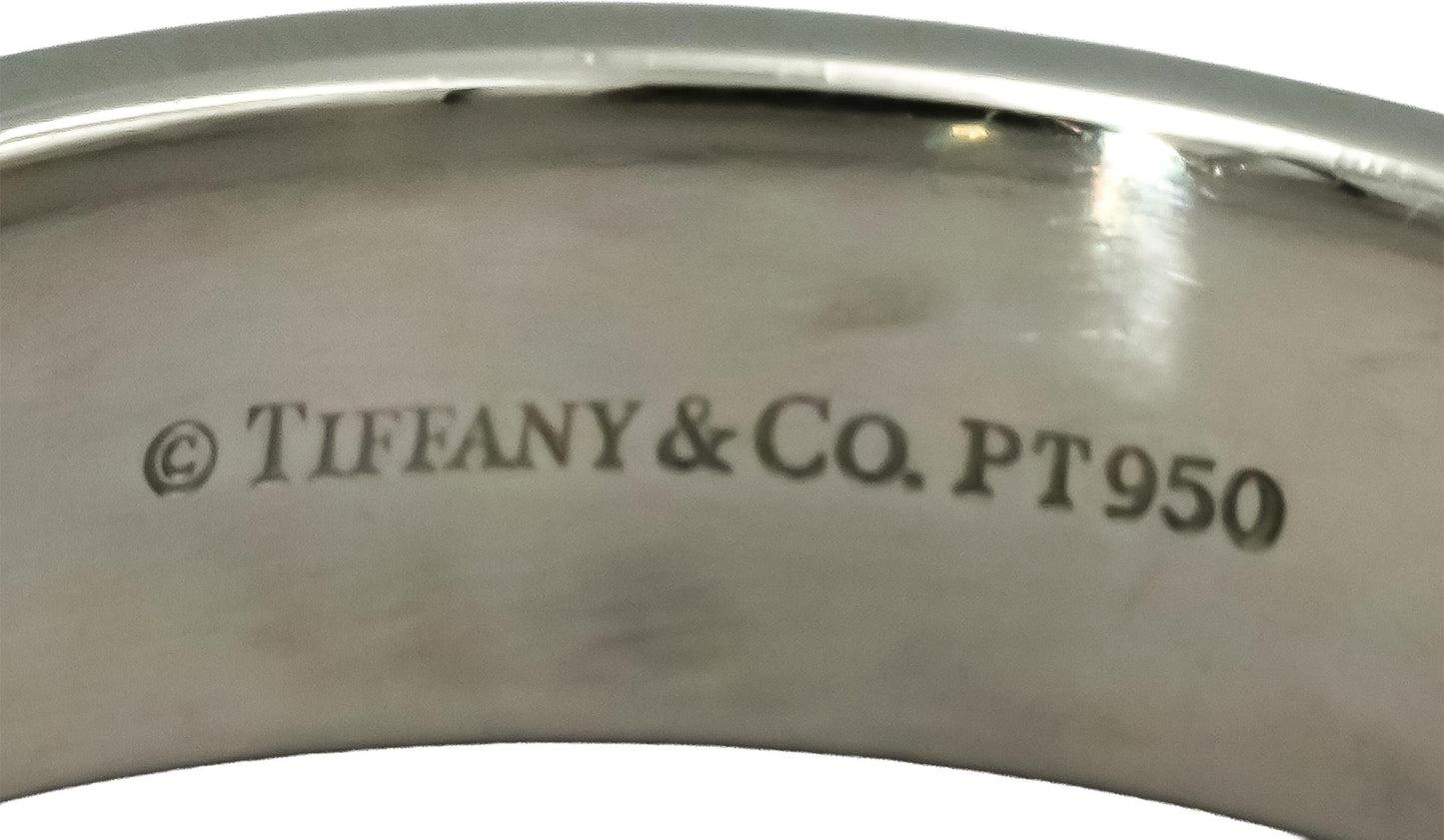 TIFFANY & CO. Platinum 6.0mm Wide Flat Men's Wedding Band Ring Size 10.5