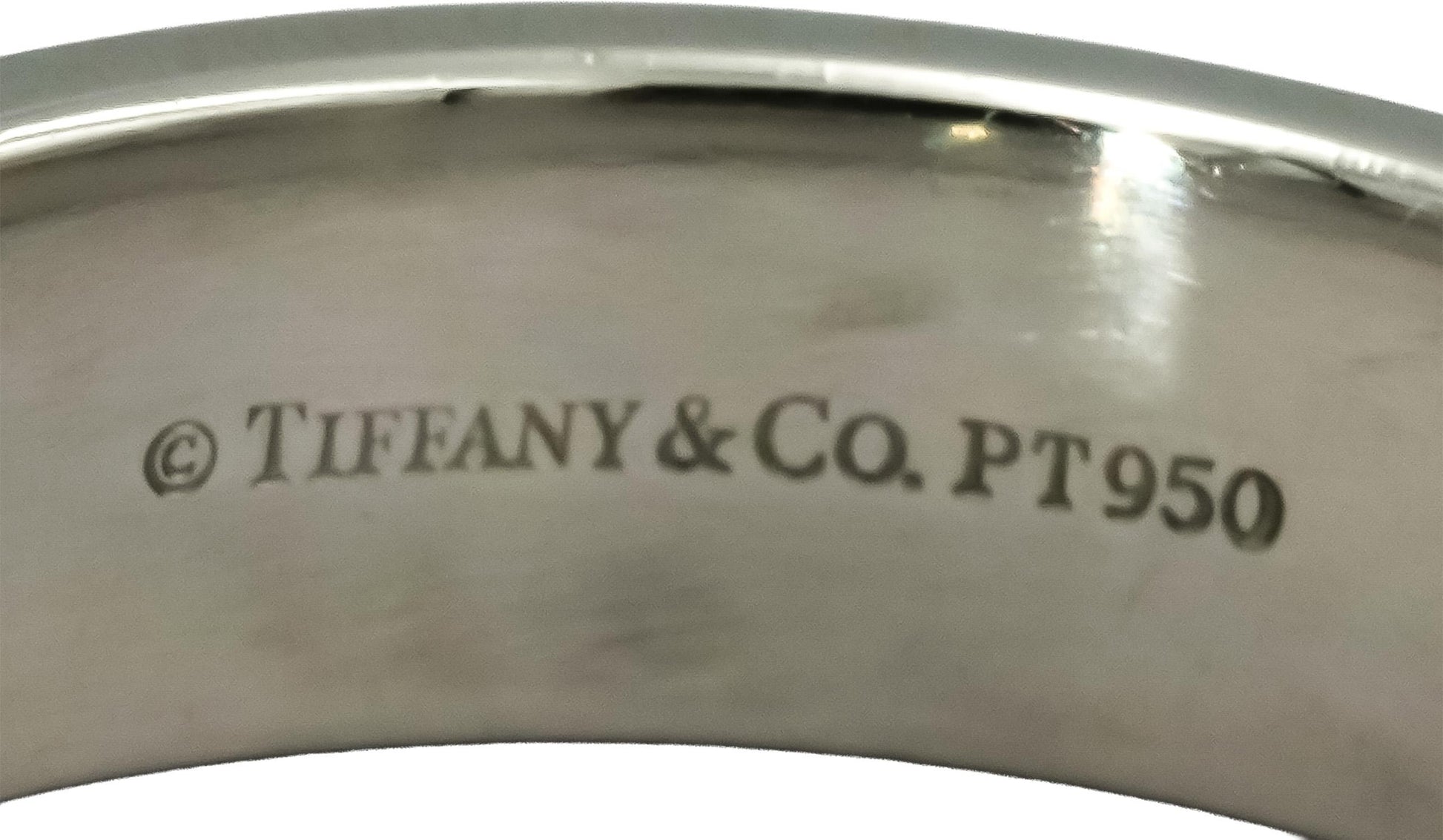 TIFFANY & CO. Platinum 6.0mm Wide Flat Men's Wedding Band Ring Size 10.5