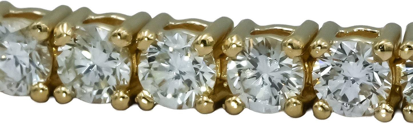 14k Yellow Gold VS Round Diamond Tennis Bracelet 5.38CT