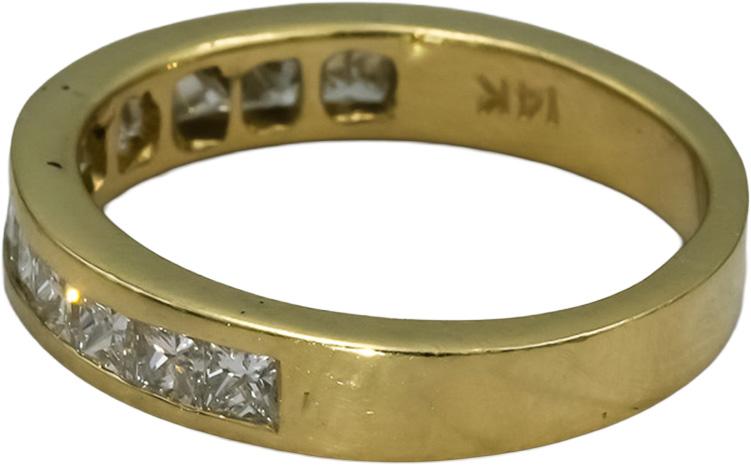 14k Yellow Gold VS Princess Cut Channel Set Diamond Band Ring 1.10CT Size 6