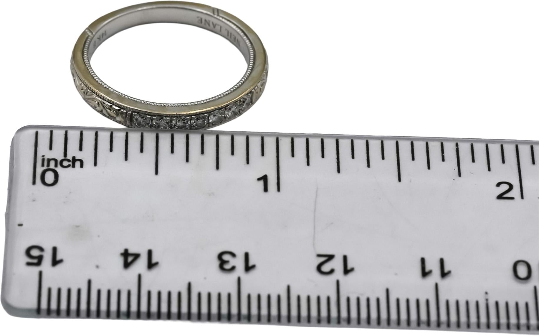 NEIL LANE 14k White Gold VS Diamond Filigree Band Ring 0.22CT Size 6.75