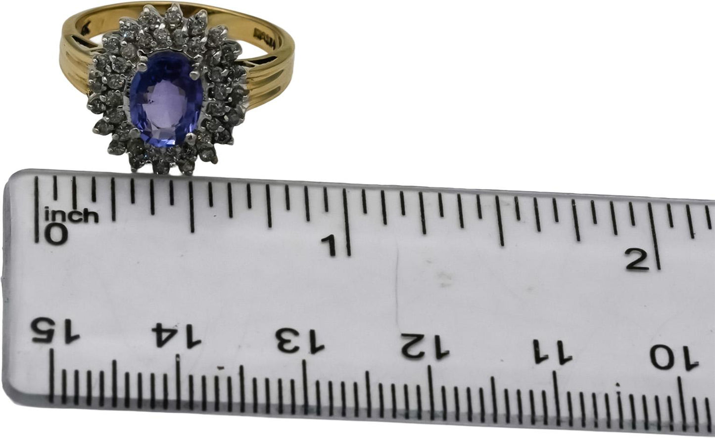 14k Yellow Gold Diamond and Tanzanite Cocktail Ring 1.25CT Size 7