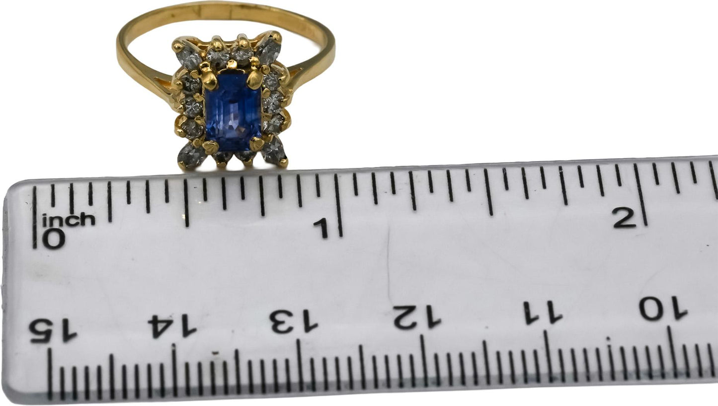 14k Yellow Gold Diamond and Tanzanite Cocktail Ring 1.10CT Size 6.75