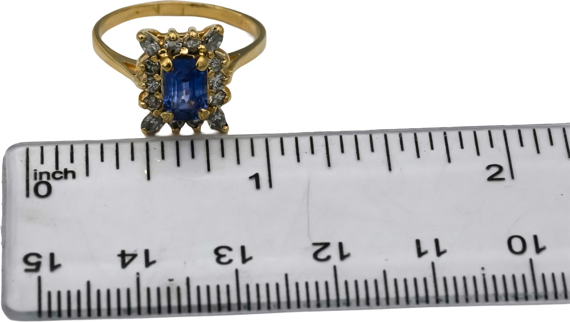 14k Yellow Gold Diamond and Tanzanite Cocktail Ring 1.10CT Size 6.75