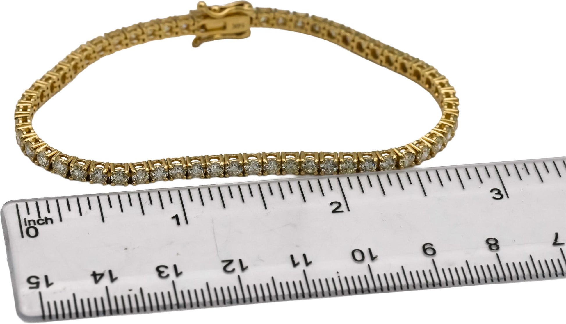 14k Yellow Gold VS Round Diamond Tennis Bracelet 5.37CT