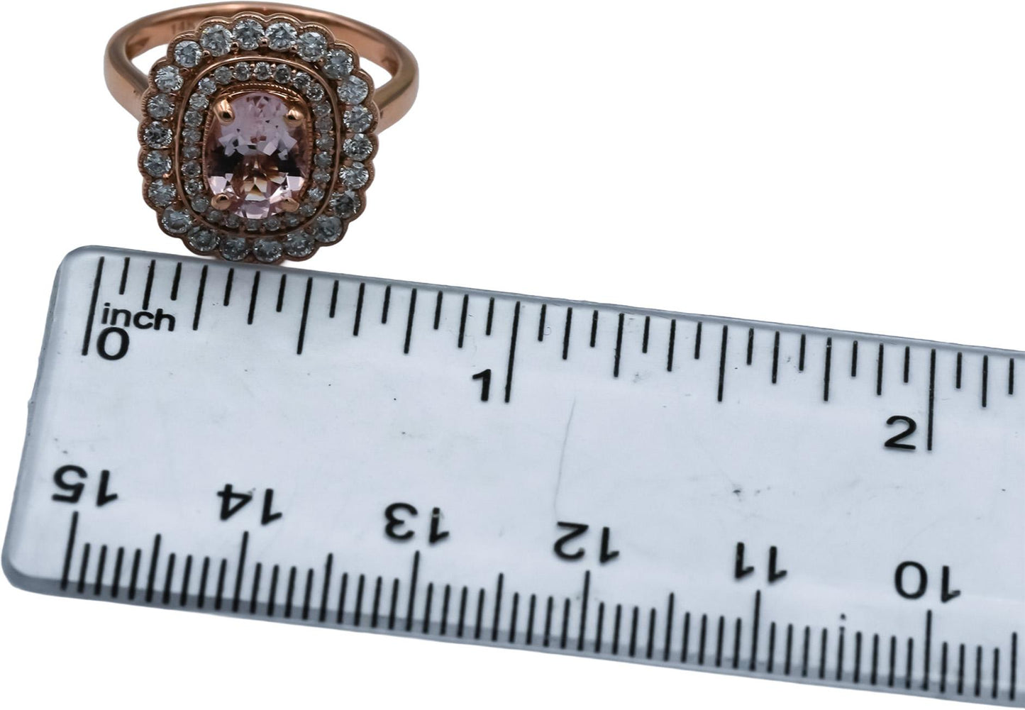 14k Rose Gold Diamond and Morganite Cocktail Ring 2.0CT Size 6.25