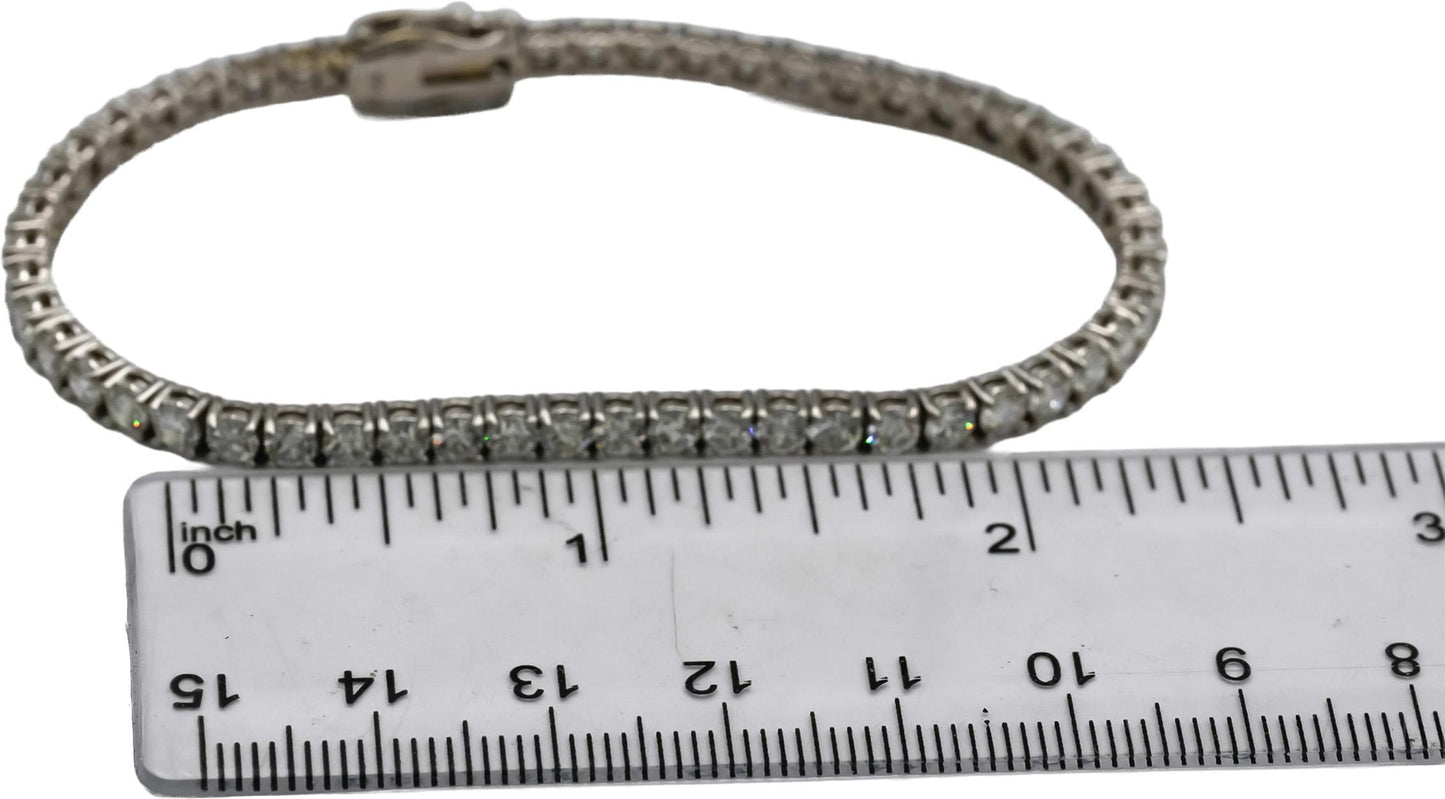 14k White Gold Round VS Lab-Grown Diamond Tennis Bracelet 6.72CT