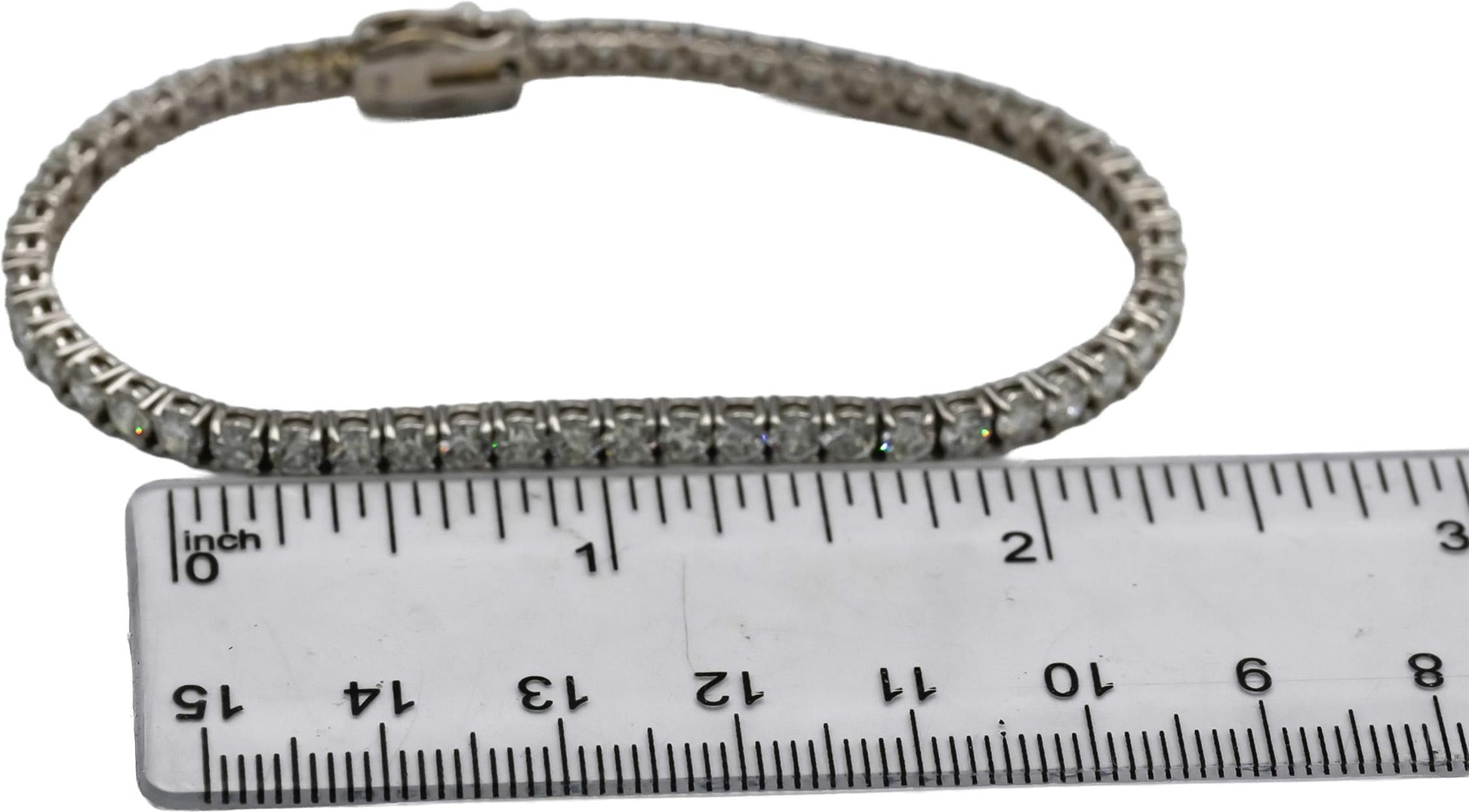 14k White Gold Round VS Lab-Grown Diamond Tennis Bracelet 6.72CT