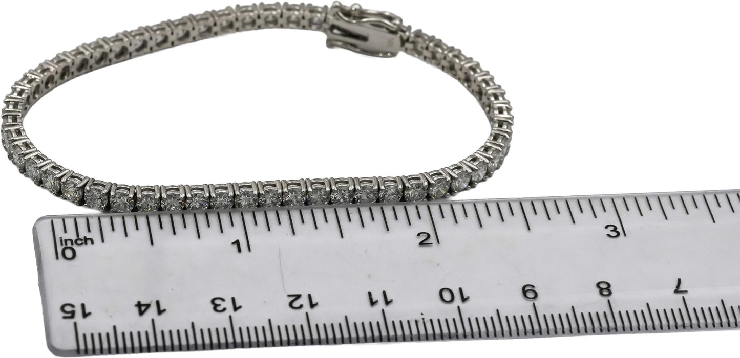 14k White Gold VS Round Lab-Grown Diamond Tennis Bracelet 6.12CT