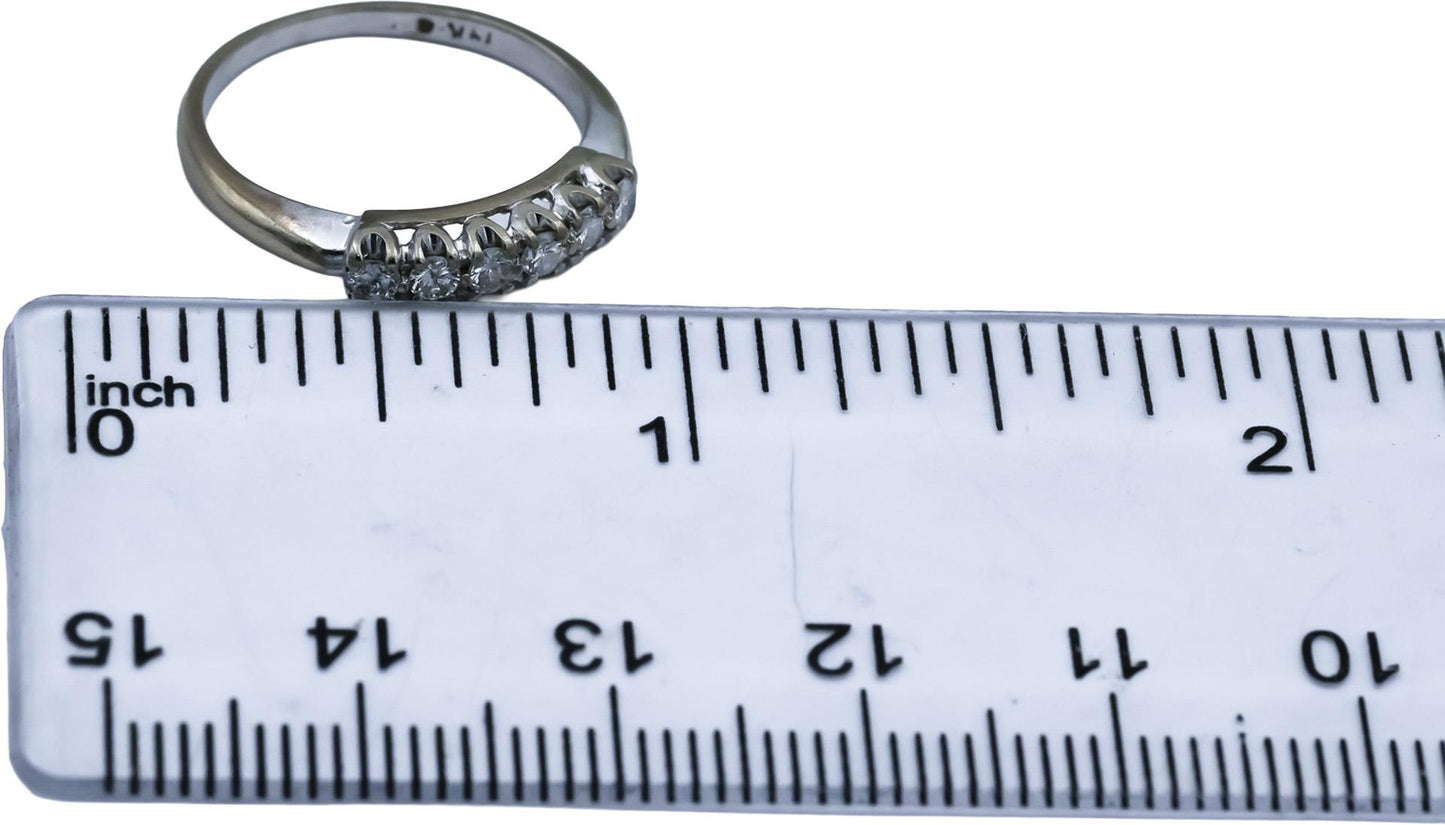 Vintage Antique 14k White Gold Round Diamond Band Ring 0.20CT Size 4.75