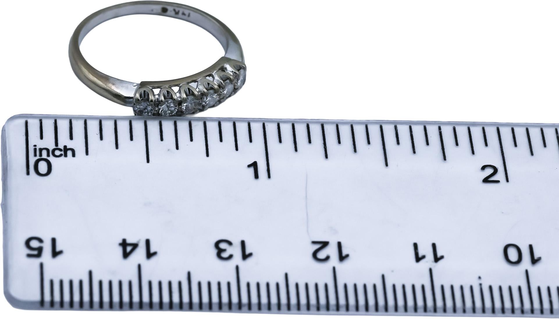 Vintage Antique 14k White Gold Round Diamond Band Ring 0.20CT Size 4.75
