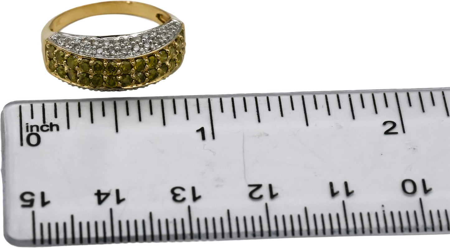 14k Yellow Gold White and Irradiated Yellow Cluster Ring 1.0CT Size 6