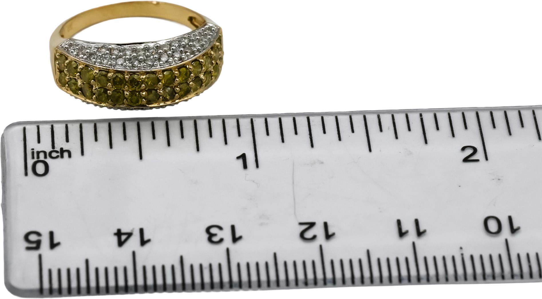 14k Yellow Gold White and Irradiated Yellow Cluster Ring 1.0CT Size 6