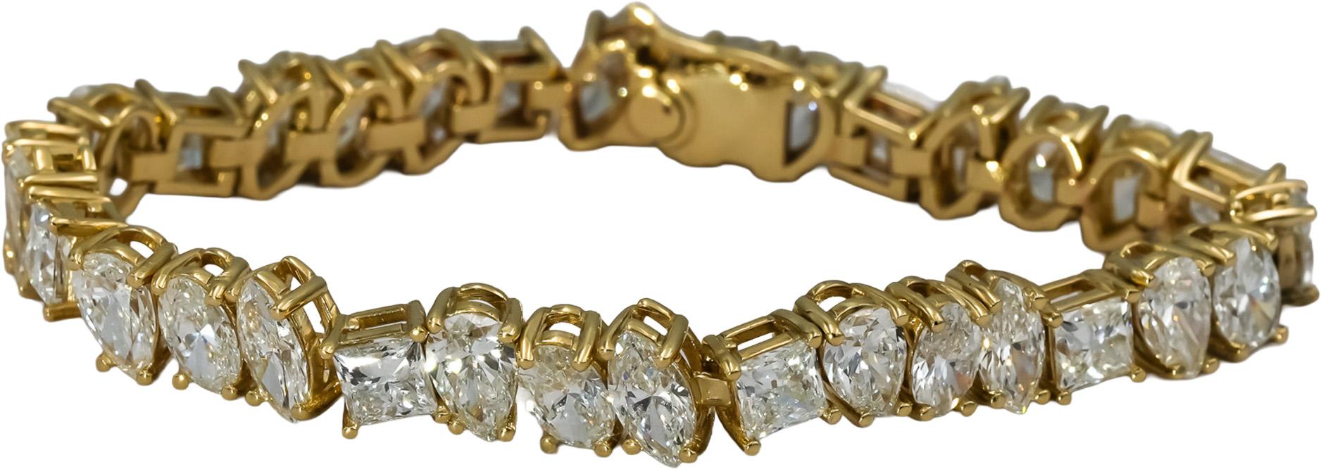 14k Yellow Gold Mixed Cut Lab-Grown Diamond Link Bracelet 16.71CT